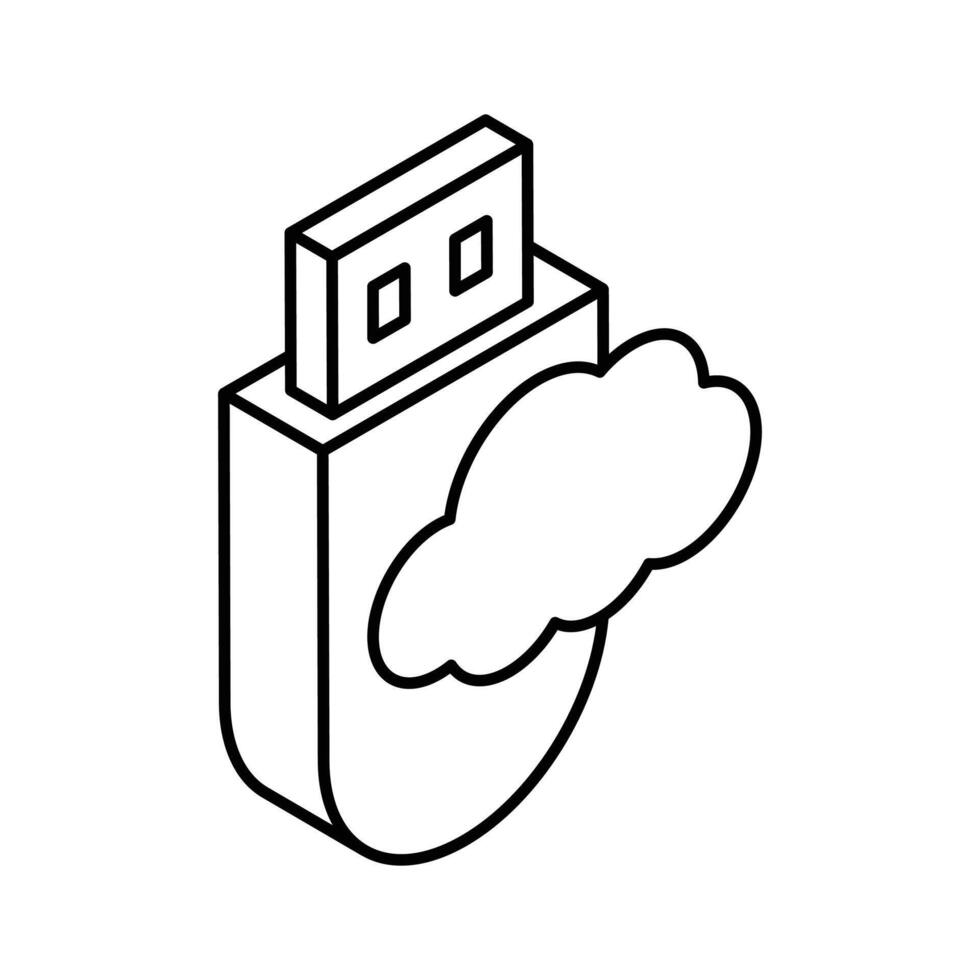 ein isometrisch Symbol von Wolke USB im modisch Stil, bereit zu verwenden und herunterladen vektor