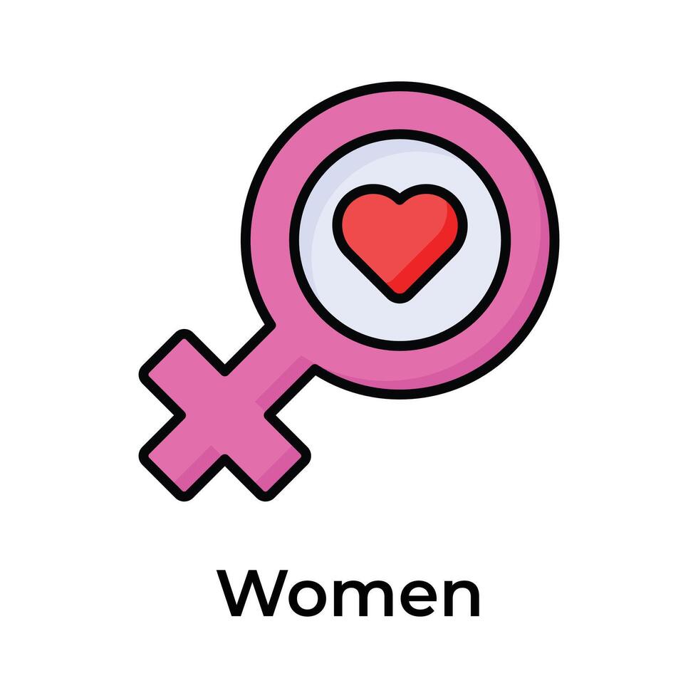 Frauen Geschlecht Symbol mit Herz zeigen schön Frauen Vektor, Mütter Tag Symbol vektor