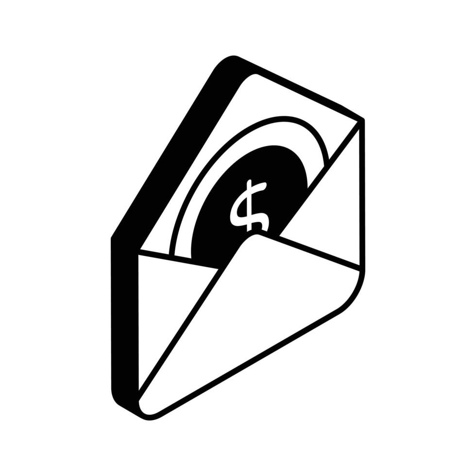 kuvert med dollar betecknar finansiell post begrepp isometrisk ikon vektor