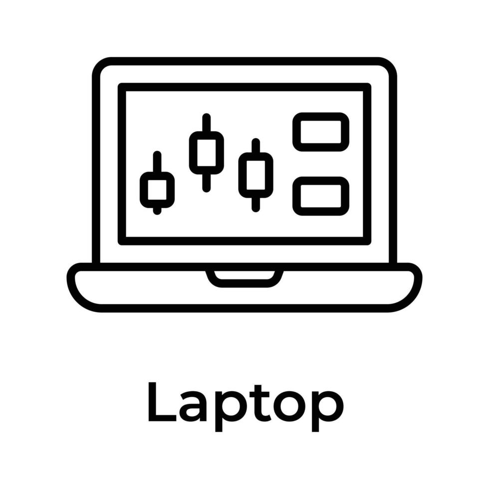 Lager Markt, Handel Instrumententafel Symbol, Vektor von Laptop im modern Stil