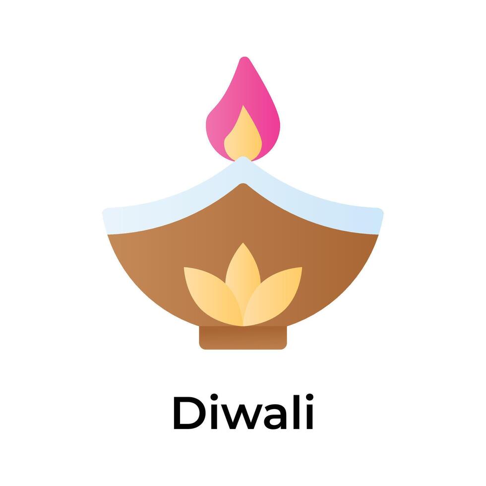 Diwali Dekoration, schön entworfen Symbol von Öl Lampe im modern Design Stil vektor