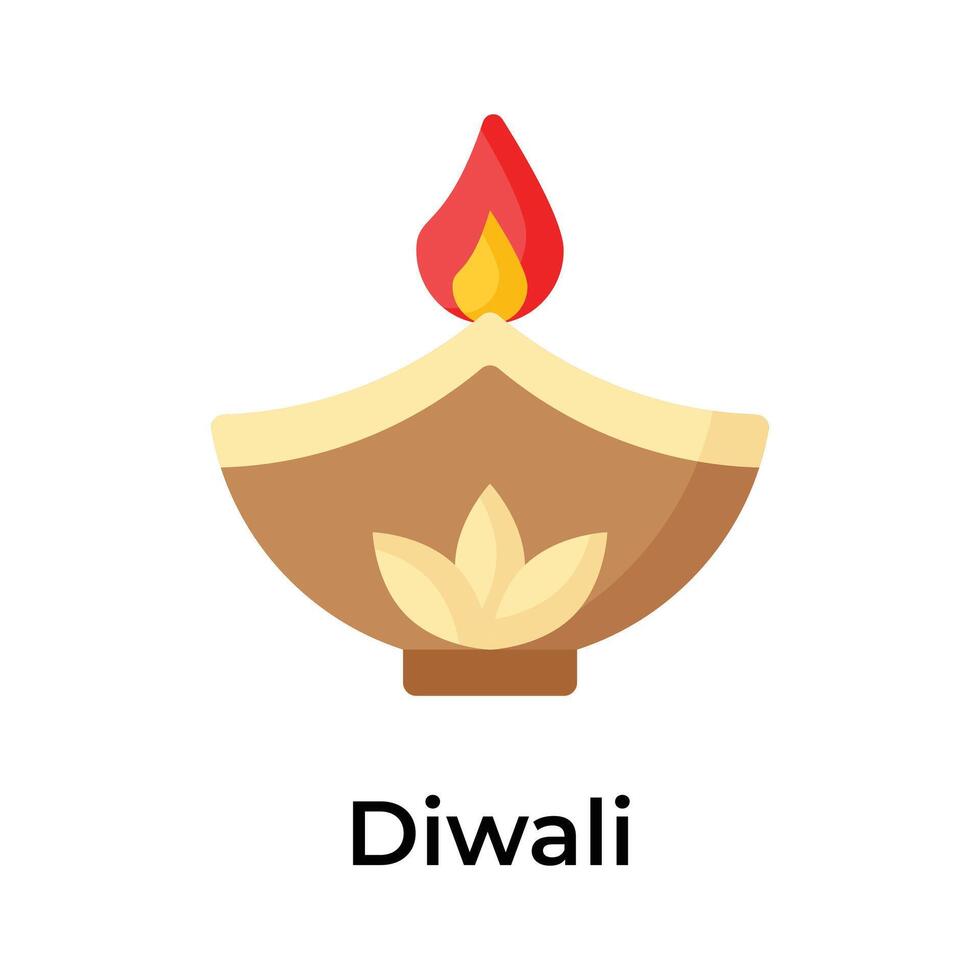 Diwali Dekoration, schön entworfen Symbol von Öl Lampe im modern Design Stil vektor