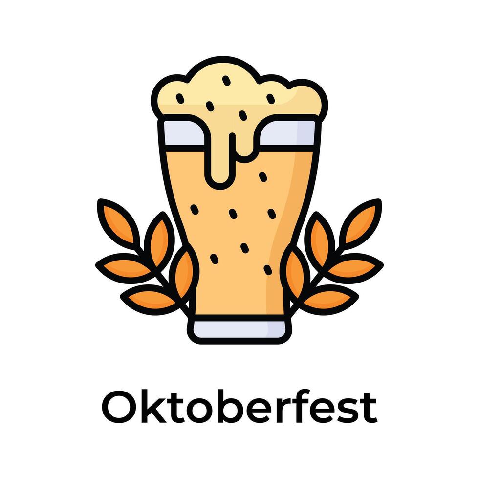 ikon av oktoberfest i trendig design stil, öl glas vektor