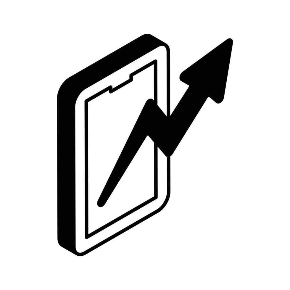 ha en se på detta vackert designad isometrisk ikon av mobil analys, mobil tillväxt Diagram vektor