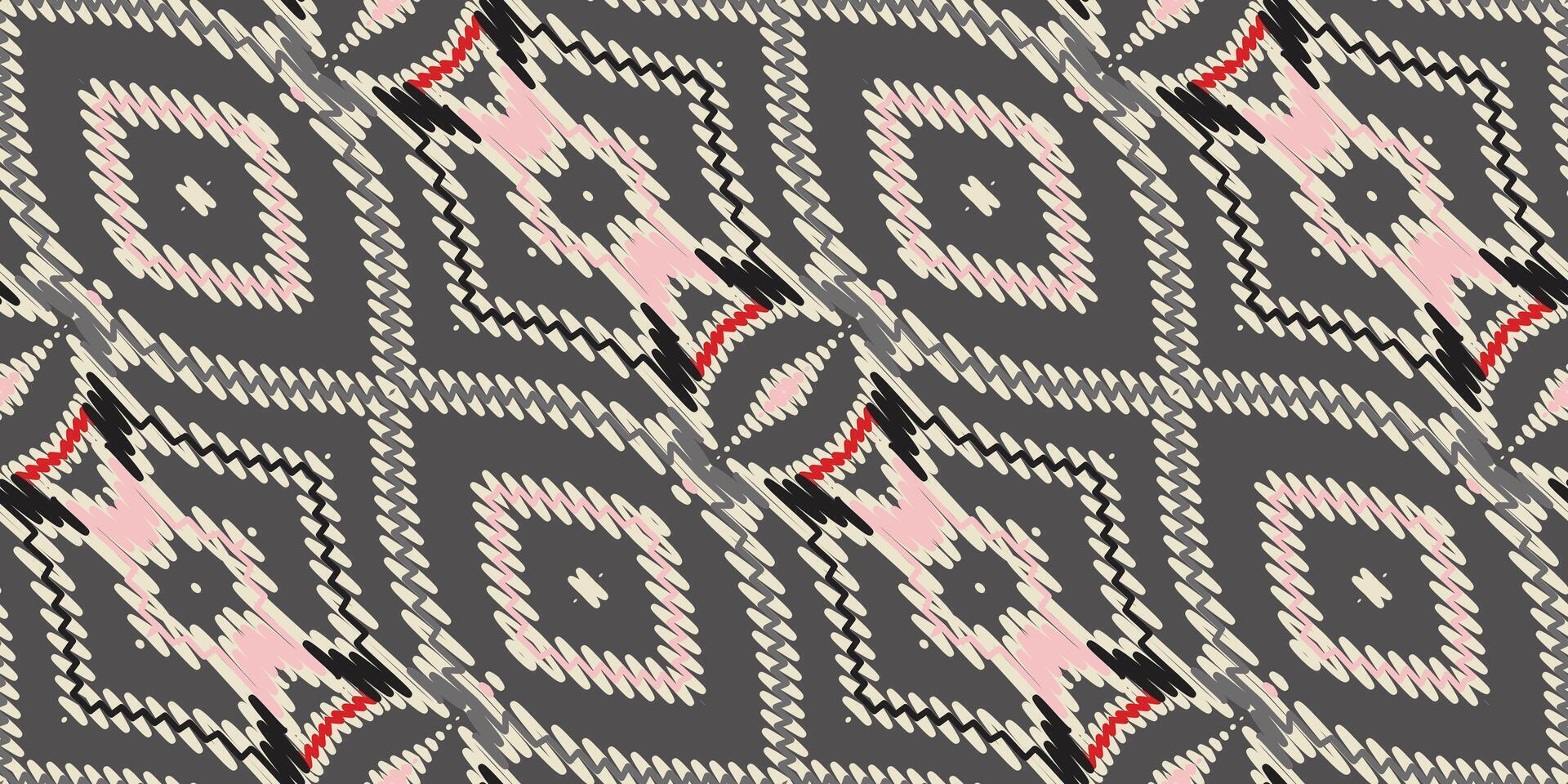 Krawatte Farbstoff Muster nahtlos skandinavisch Muster Motiv Stickerei, Ikat Stickerei Vektor Design zum drucken Rand Stickerei uralt Ägypten