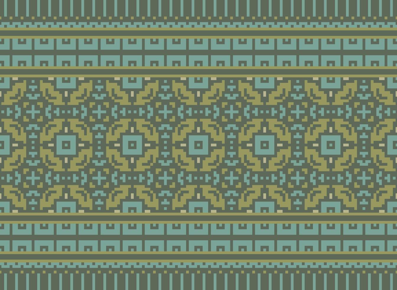 ethnisch geometrisch nahtlos Stoff Muster Kreuz Stich. Ikat Stickerei orientalisch Pixel Muster Sahne Hintergrund. abstrakt, vektor, illustration. Textur, Kreuz Stich, Schal, Dekoration, Motive, Tapete. vektor