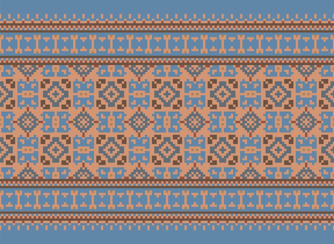 Kreuz Stich Grenze. Stickerei Kreuz Stich. ethnisch Muster. geometrisch ethnisch indisch Muster. einheimisch ethnisch Muster.Textur Textil- Stoff Kleidung Strickwaren drucken. Pixel horizontal nahtlos Vektor. vektor