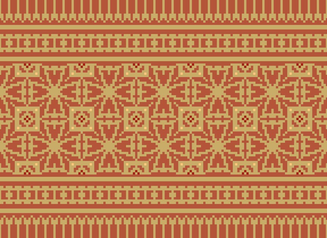 Kreuz Stich Grenze. Stickerei Kreuz Stich. ethnisch Muster. geometrisch ethnisch indisch Muster. einheimisch ethnisch Muster.Textur Textil- Stoff Kleidung Strickwaren drucken. Pixel horizontal nahtlos Vektor. vektor