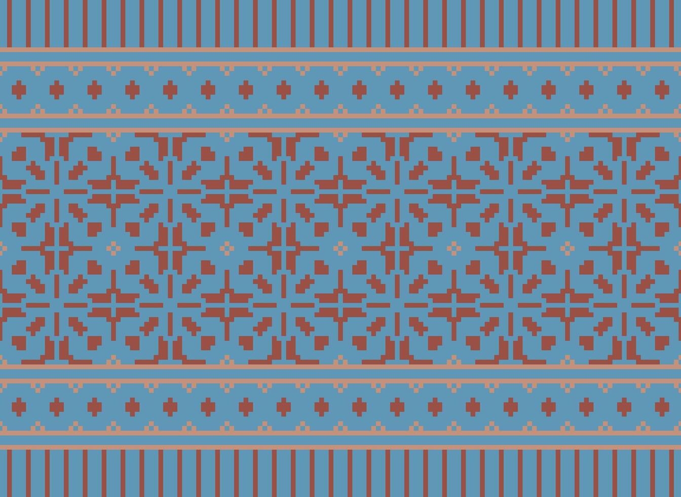 ethnisch geometrisch nahtlos Stoff Muster Kreuz Stich. Ikat Stickerei orientalisch Pixel Muster Sahne Hintergrund. abstrakt, vektor, illustration. Textur, Kreuz Stich, Schal, Dekoration, Motive, Tapete. vektor