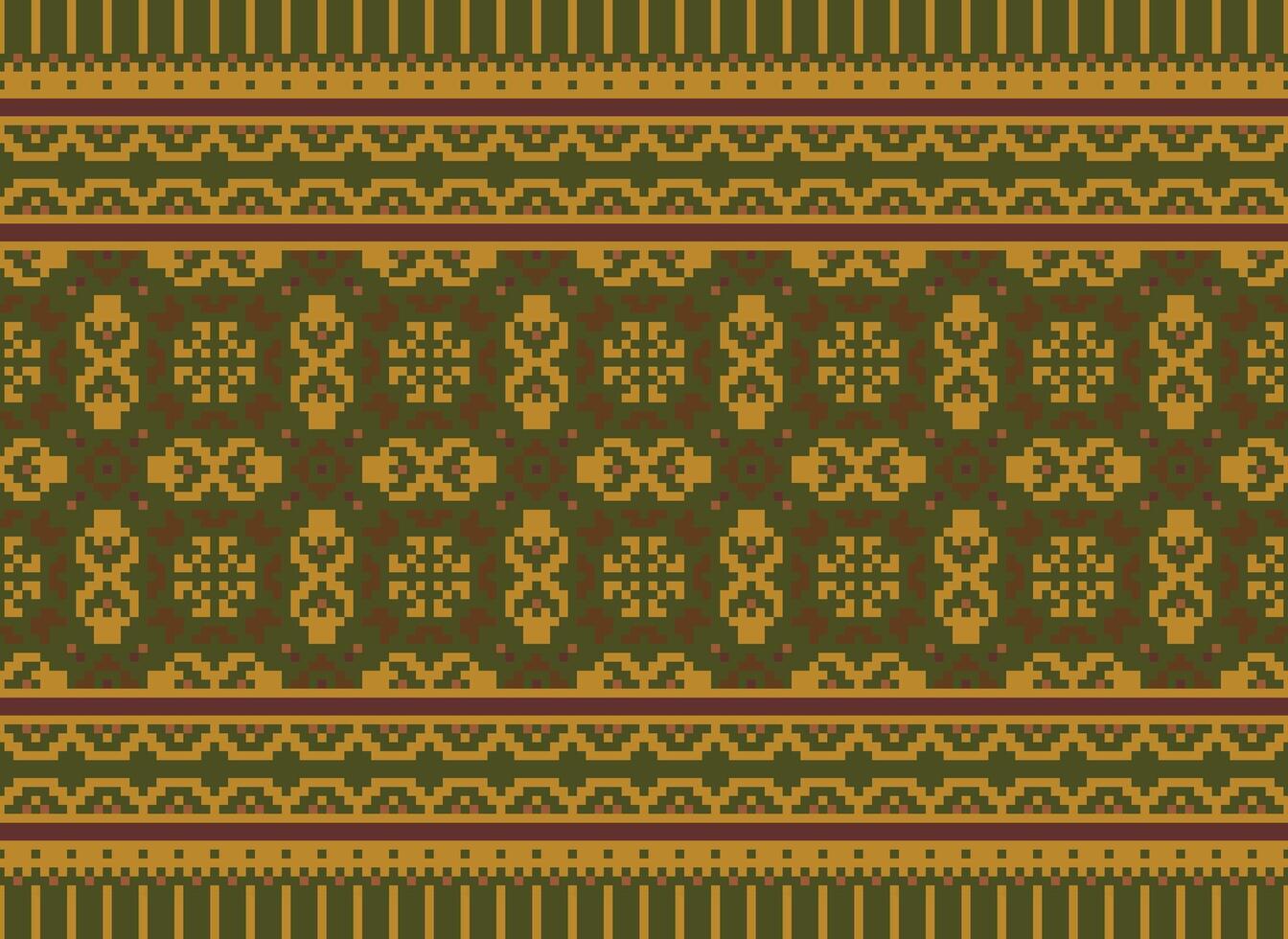 korsa sy broderi. etnisk mönster. inföding stil. traditionell design för textur, textil, tyg, Kläder, stickat, skriva ut. geometrisk pixel horisontell sömlös vektor. vektor