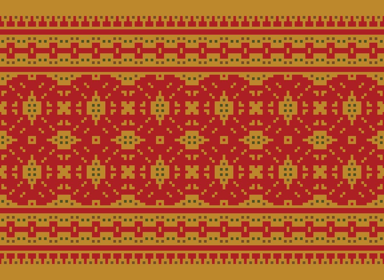 Kreuz Stich Stickerei. ethnisch Muster. einheimisch Stil. traditionell Design zum Textur, Textil, Stoff, Kleidung, Strickwaren, drucken. geometrisch Pixel horizontal nahtlos Vektor. vektor