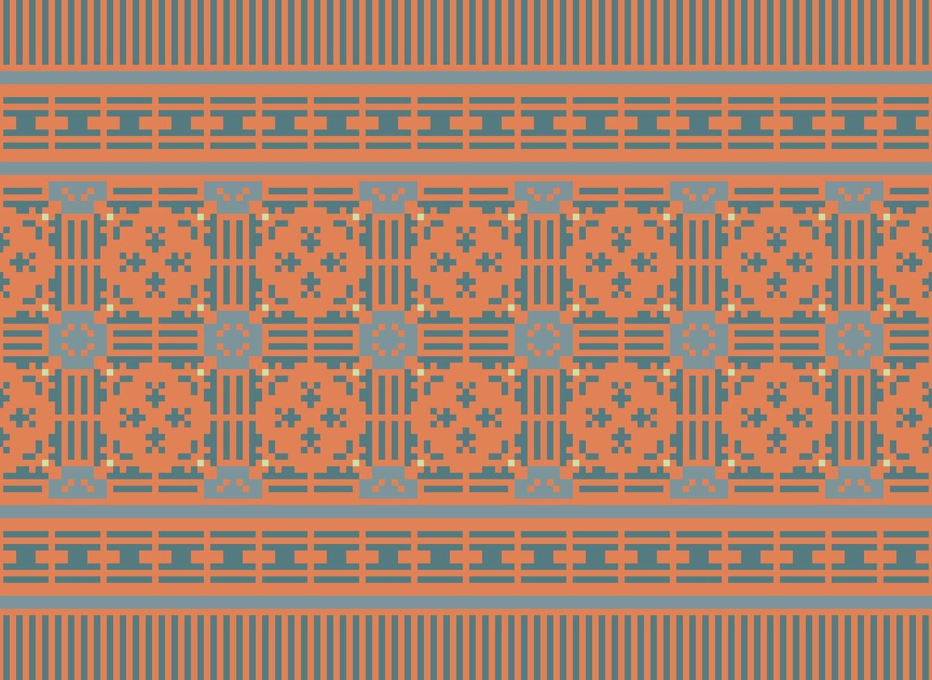 Kreuz Stich Grenze. Stickerei Kreuz Stich. ethnisch Muster. geometrisch ethnisch indisch Muster. einheimisch ethnisch Muster.Textur Textil- Stoff Kleidung Strickwaren drucken. Pixel horizontal nahtlos Vektor. vektor