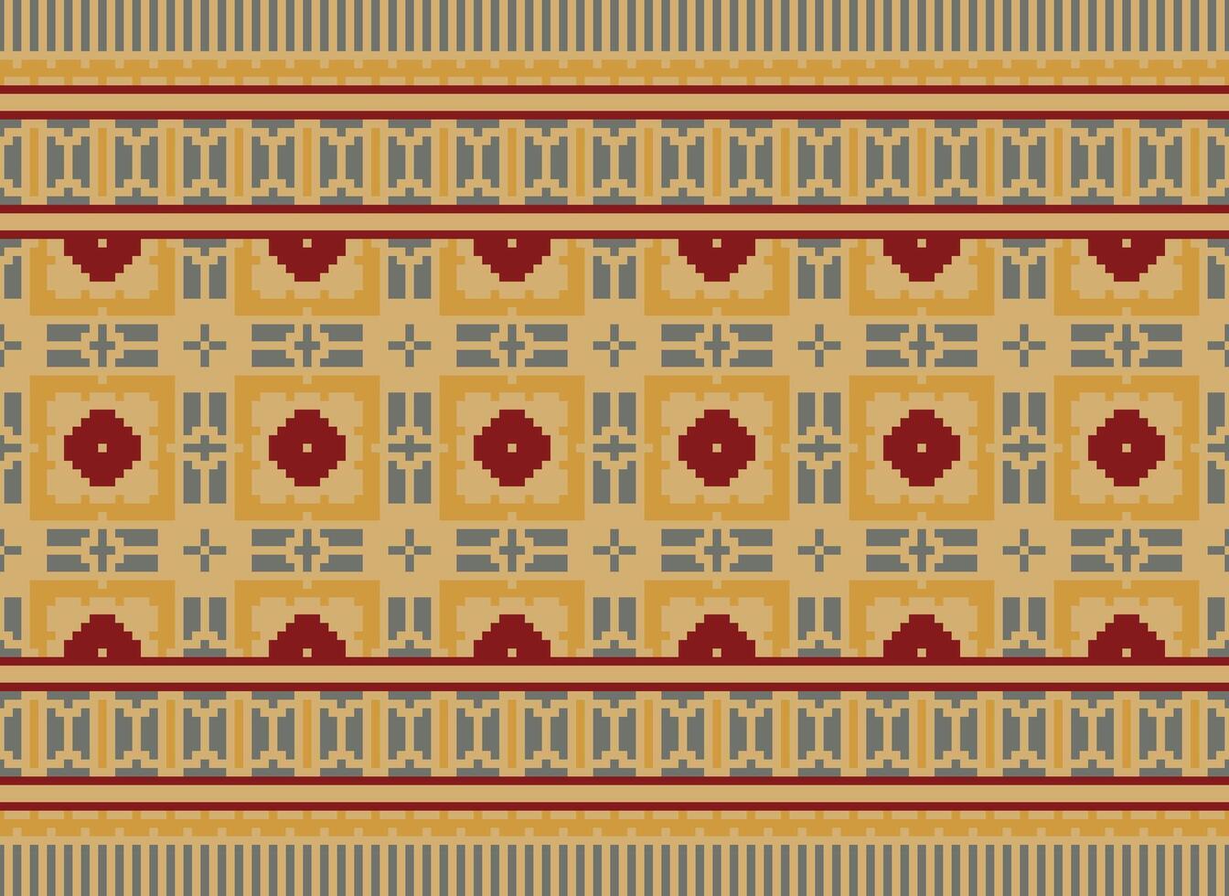 Kreuz Stich Grenze. Stickerei Kreuz Stich. ethnisch Muster. geometrisch ethnisch indisch Muster. einheimisch ethnisch Muster.Textur Textil- Stoff Kleidung Strickwaren drucken. Pixel horizontal nahtlos Vektor. vektor