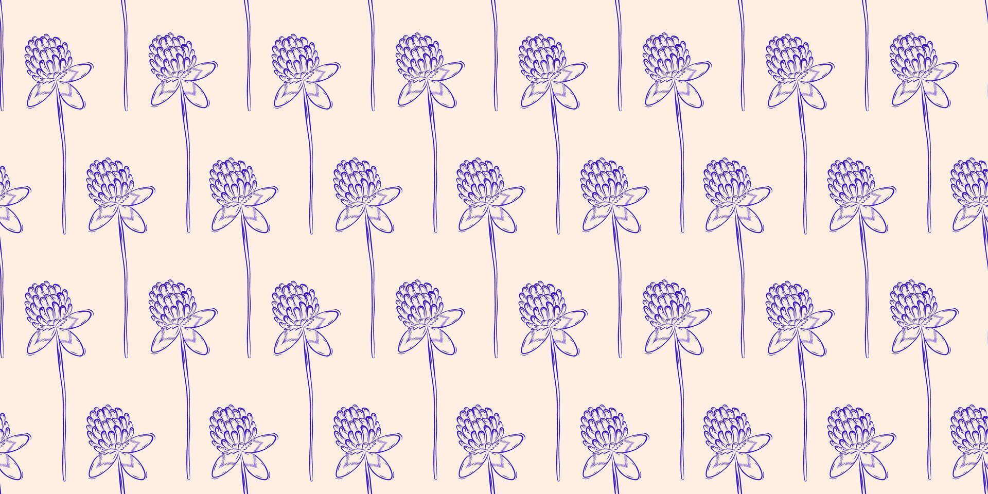 sömlös mönster med klöver blommor. vår eller sommar bakgrund. förpackning design, textilier i retro rustik stil. vektor illustration