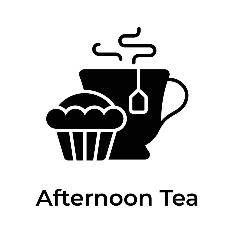tekopp med muffin som visar begrepp ikon av eftermiddag te vektor