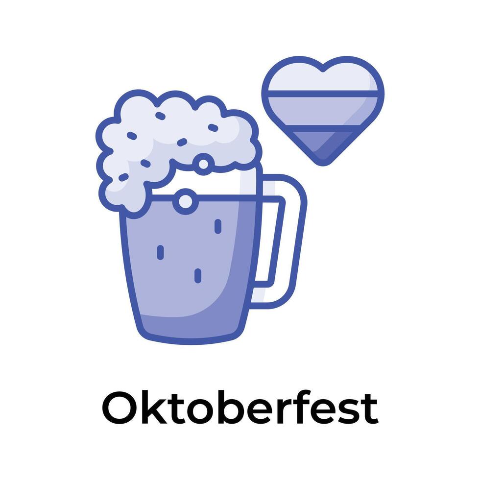 Fantastisk och unik ikon av oktoberfest i trendig design stil, öl glas vektor