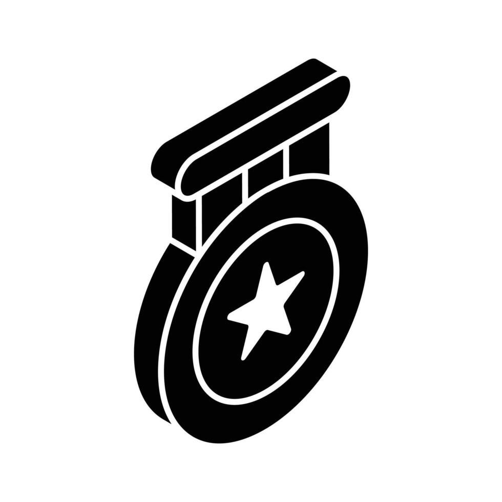 en trendig vektor design av medalj i modern isometrisk stil, ett redigerbar ikon av stjärna medalj
