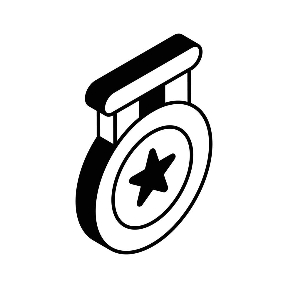 en trendig vektor design av medalj i modern isometrisk stil, ett redigerbar ikon av stjärna medalj