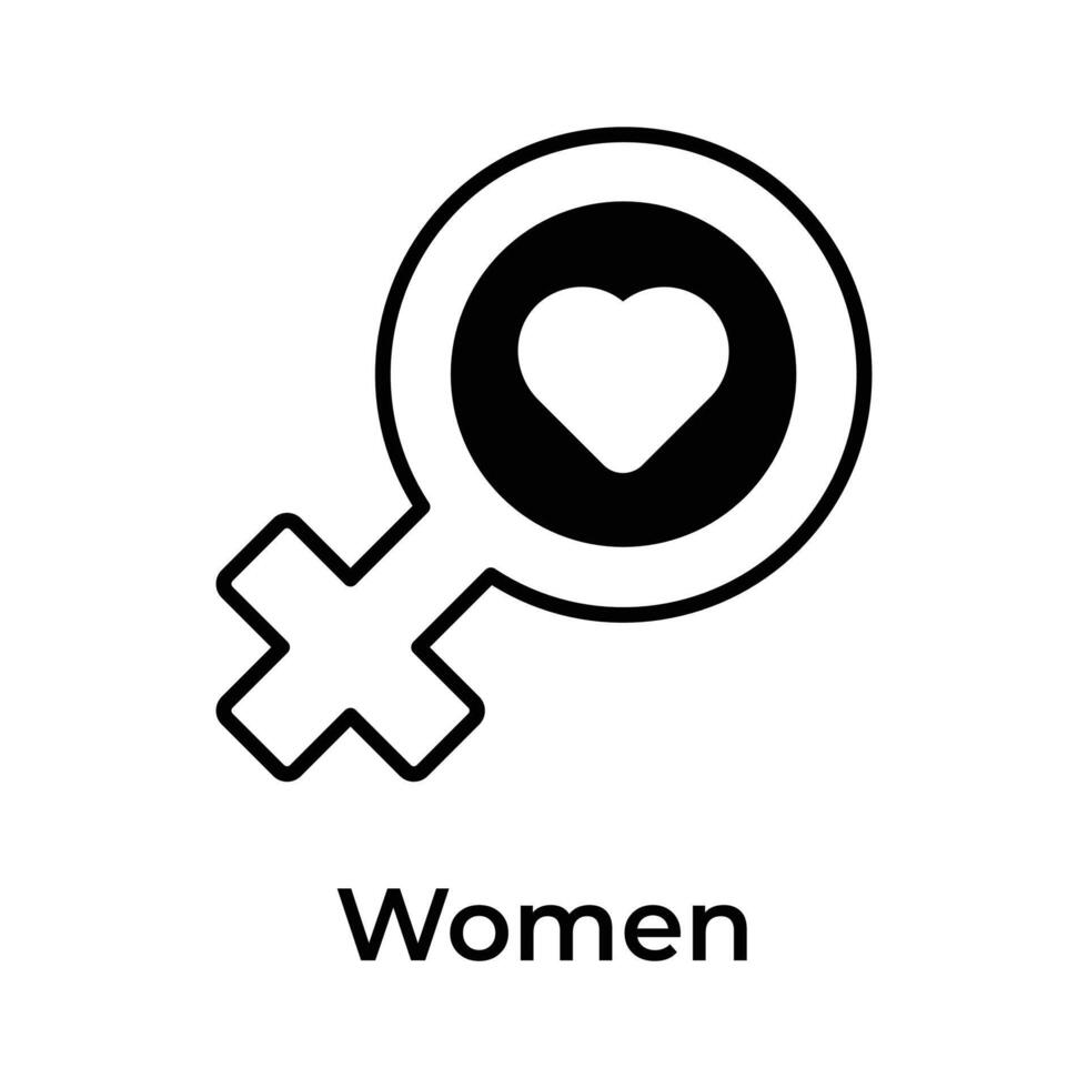 Frauen Geschlecht Symbol mit Herz zeigen schön Frauen Vektor, Mütter Tag Symbol vektor