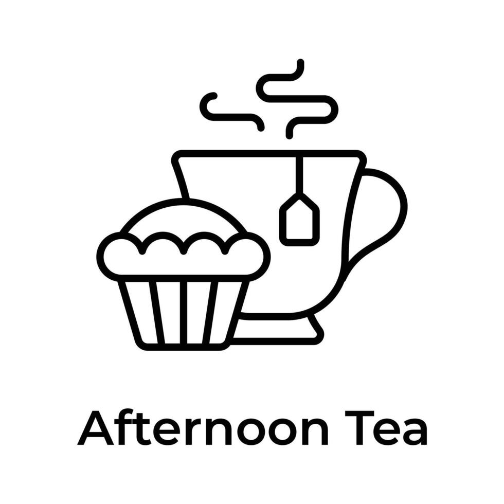 Teetasse mit Cupcake zeigen Konzept Symbol von Nachmittag Tee vektor