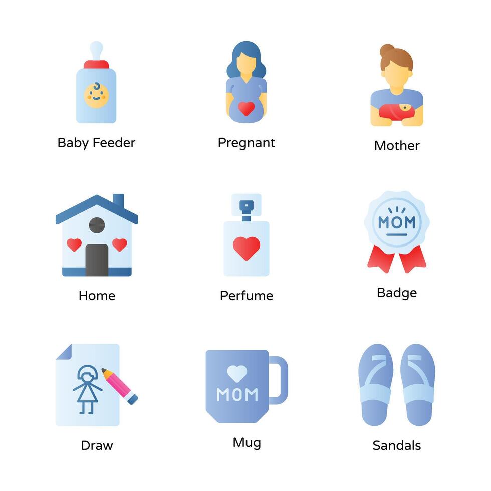 visuellt lockande mödrar dag ikoner uppsättning, redo för premie använda sig av vektor