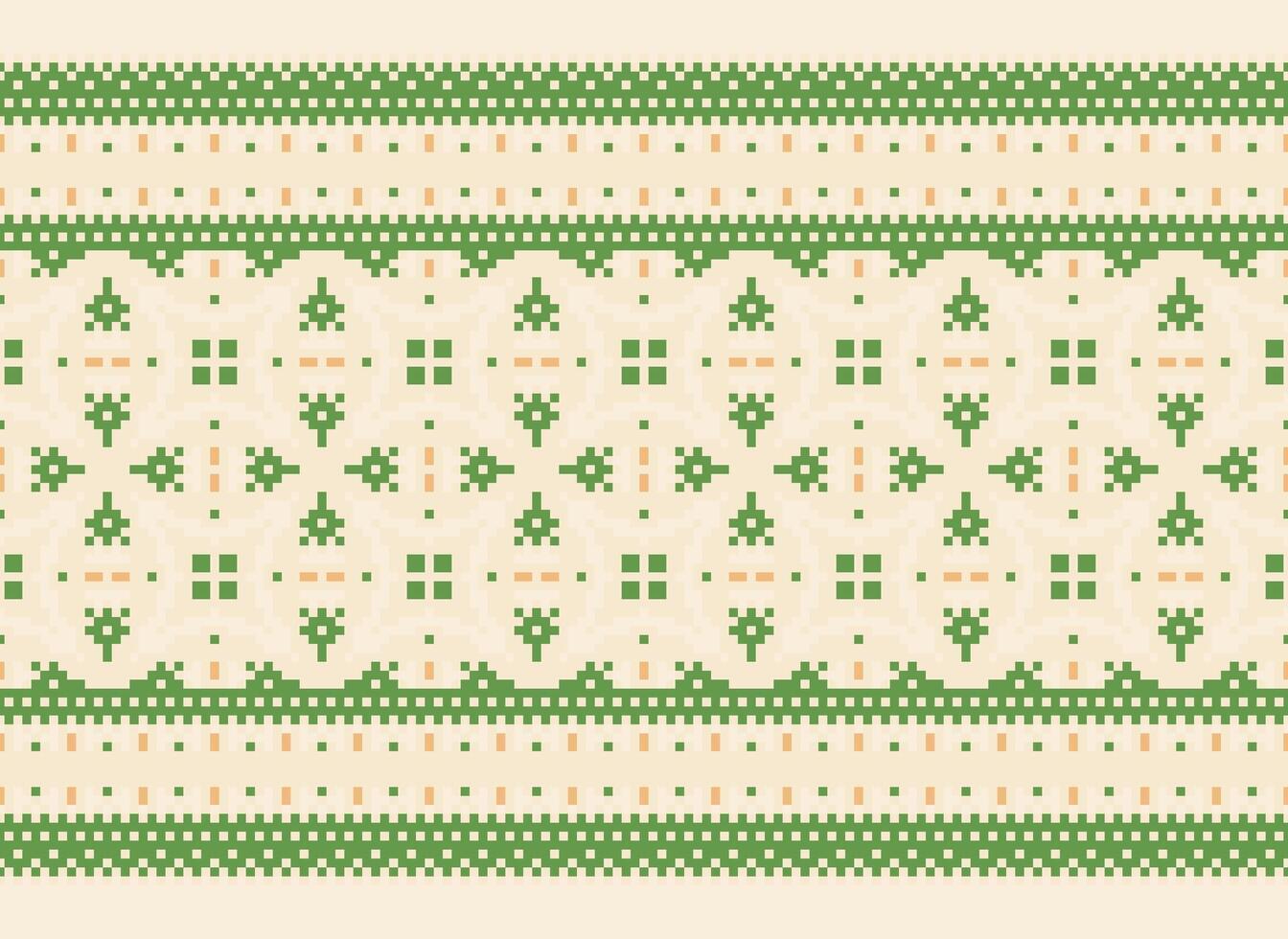 Kreuz Stich Grenze. Stickerei Kreuz Stich. ethnisch Muster. geometrisch ethnisch indisch Muster. einheimisch ethnisch Muster.Textur Textil- Stoff Kleidung Strickwaren drucken. Pixel horizontal nahtlos Vektor. vektor