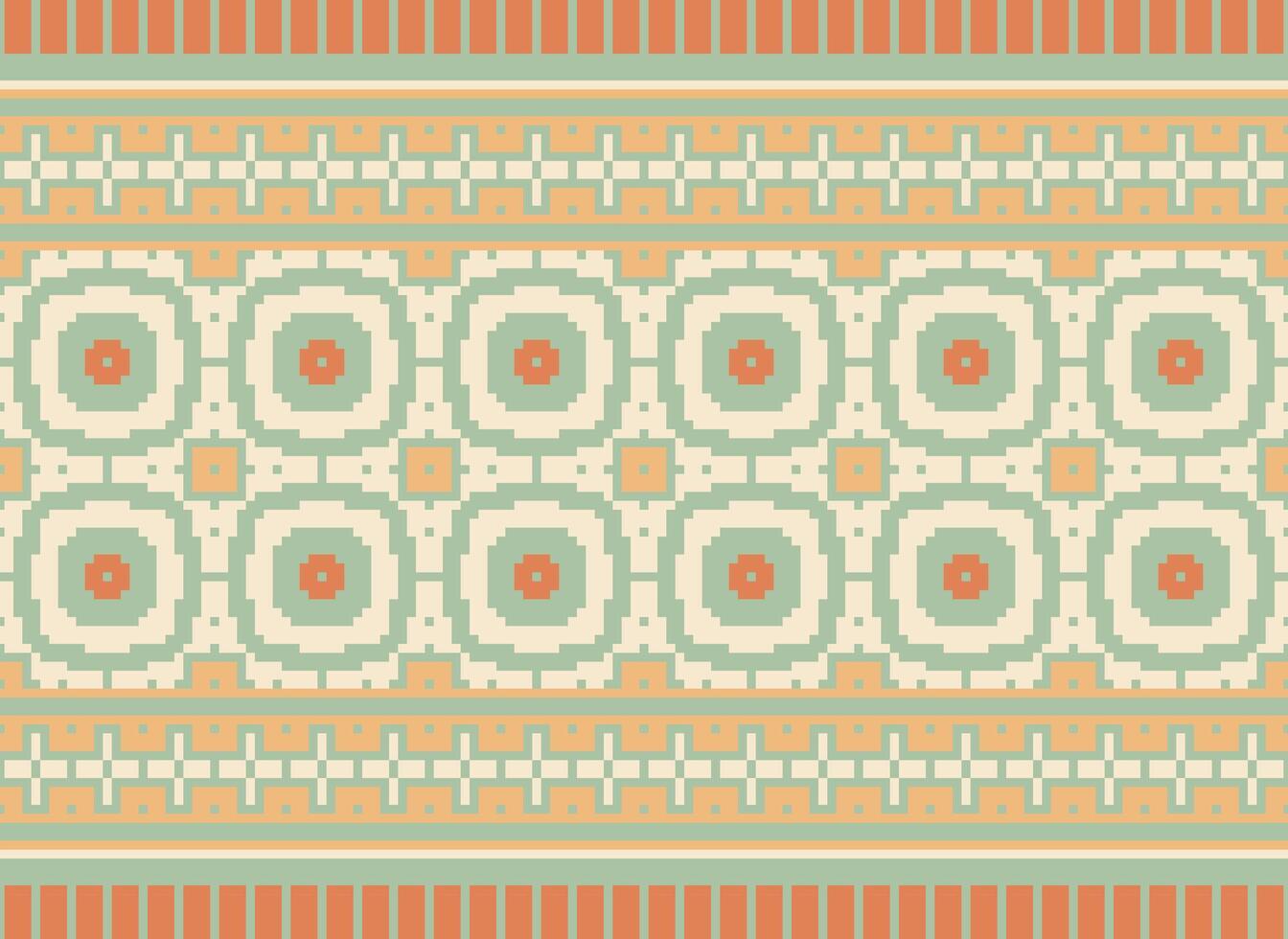 ethnisch geometrisch nahtlos Stoff Muster Kreuz Stich. Ikat Stickerei orientalisch Pixel Muster Sahne Hintergrund. abstrakt, vektor, illustration. Textur, Kreuz Stich, Schal, Dekoration, Motive, Tapete. vektor