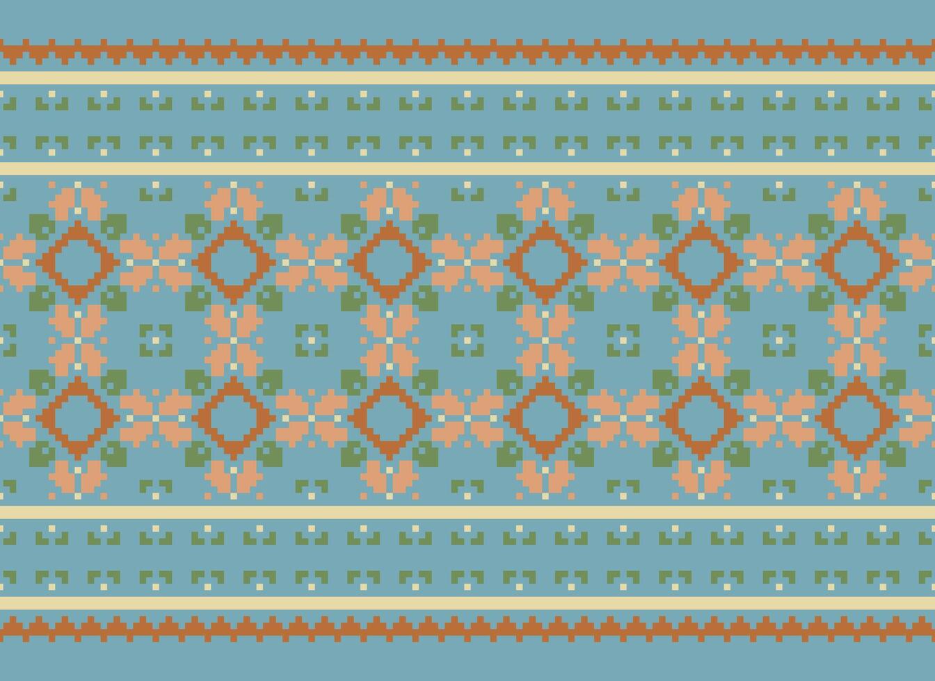 ethnisch geometrisch nahtlos Stoff Muster Kreuz Stich. Ikat Stickerei orientalisch Pixel Muster Sahne Hintergrund. abstrakt, vektor, illustration. Textur, Kreuz Stich, Schal, Dekoration, Motive, Tapete. vektor