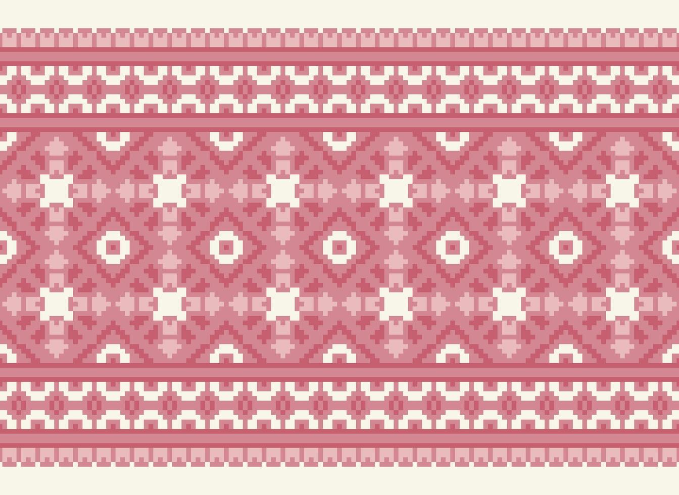 ethnisch geometrisch nahtlos Stoff Muster Kreuz Stich. Ikat Stickerei orientalisch Pixel Muster Sahne Hintergrund. abstrakt, vektor, illustration. Textur, Kreuz Stich, Schal, Dekoration, Motive, Tapete. vektor