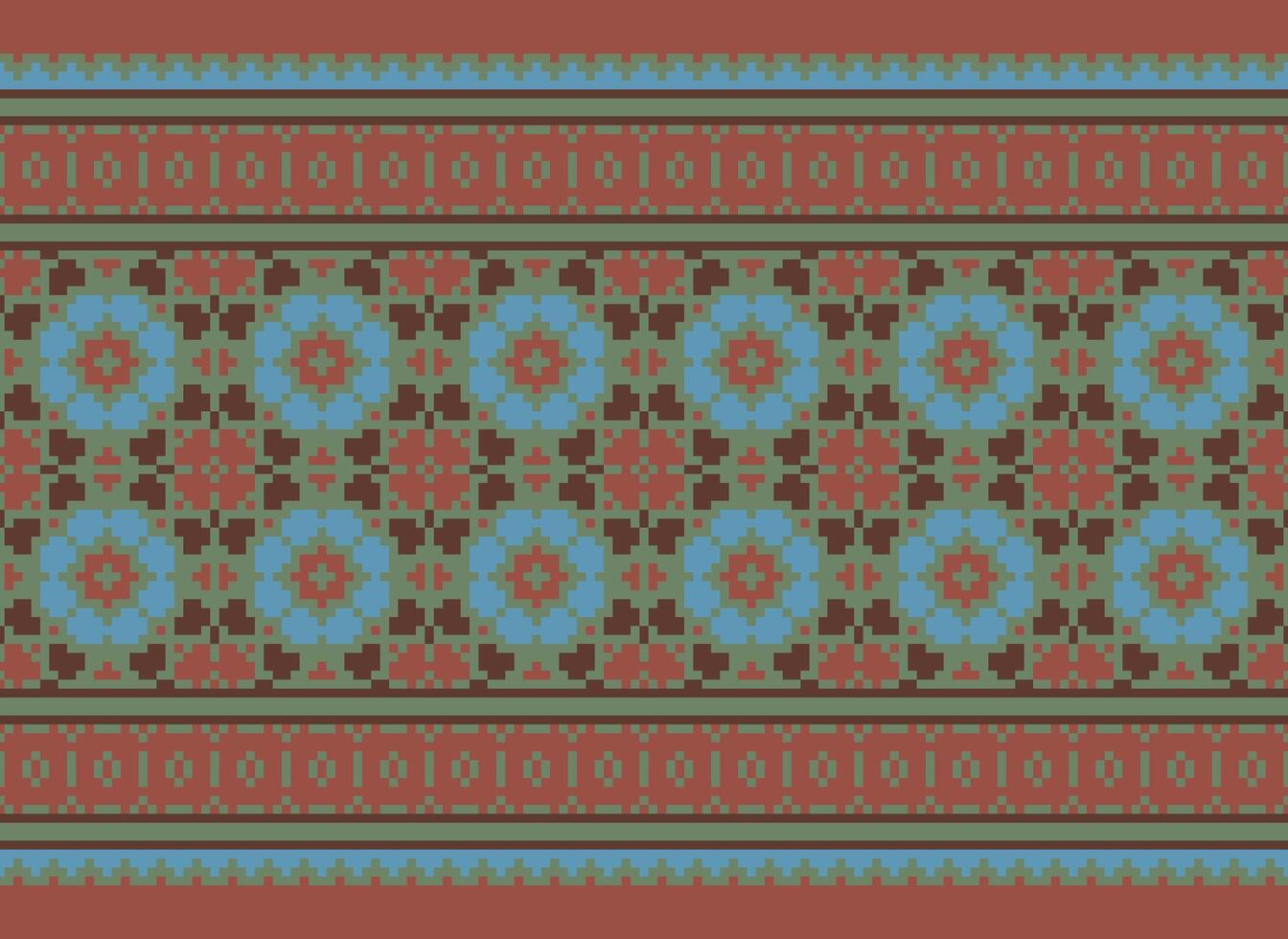 ethnisch geometrisch nahtlos Stoff Muster Kreuz Stich. Ikat Stickerei orientalisch Pixel Muster Sahne Hintergrund. abstrakt, vektor, illustration. Textur, Kreuz Stich, Schal, Dekoration, Motive, Tapete. vektor