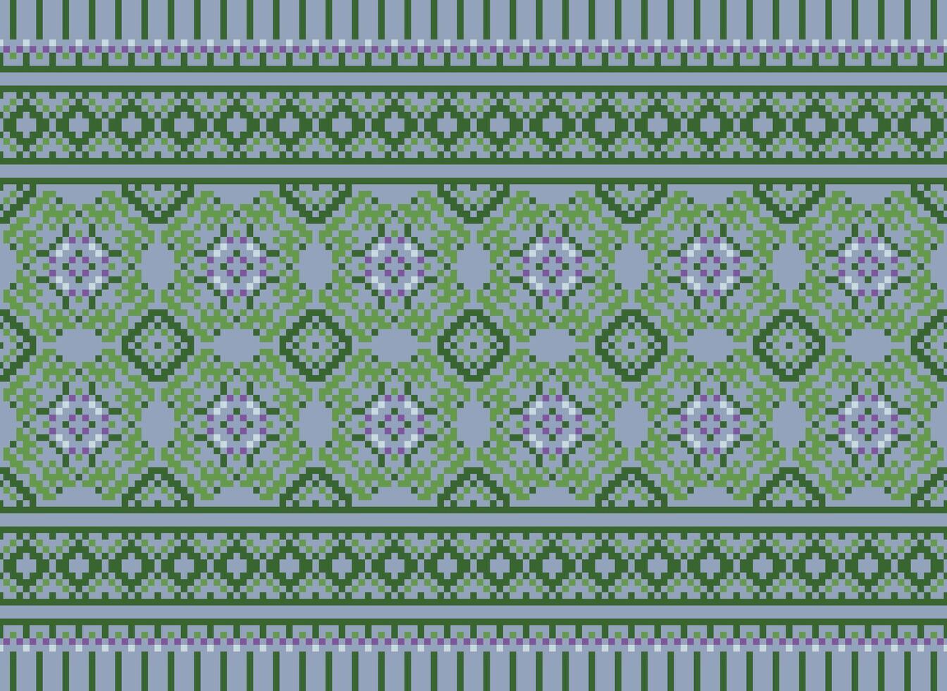 Kreuz Stich. geometrisch ethnisch Muster. Design zum Saree, Patola, Sari, Dupatta, Vyshyvanka, rushnyk, Dupatta, Kleidung, Stoff, Batik, Strickwaren, Stickerei, Ikkat, Pixel Muster. traditionell Design. vektor