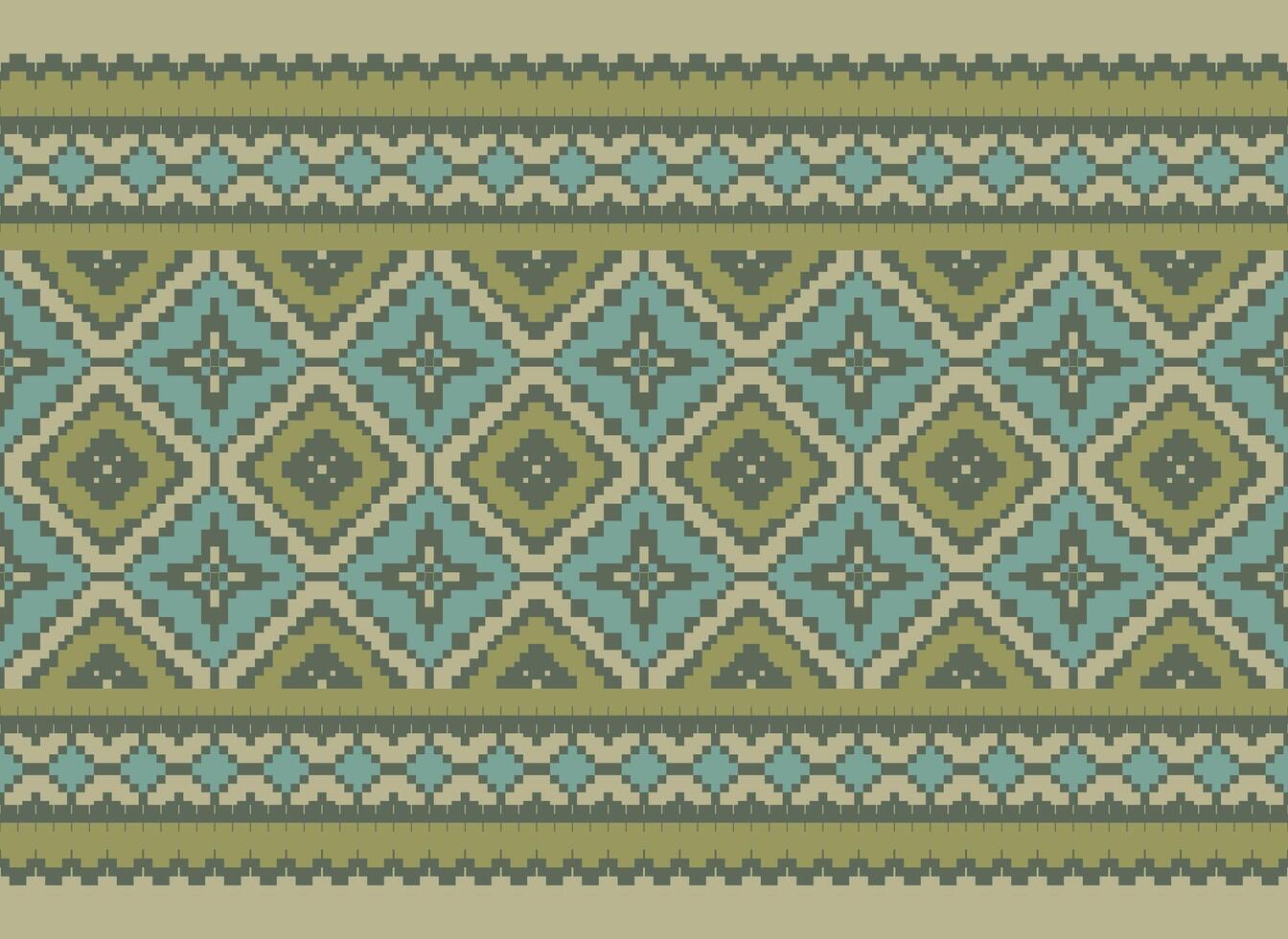 Kreuz Stich Grenze. Stickerei Kreuz Stich. ethnisch Muster. geometrisch ethnisch indisch Muster. einheimisch ethnisch Muster.Textur Textil- Stoff Kleidung Strickwaren drucken. Pixel horizontal nahtlos Vektor. vektor