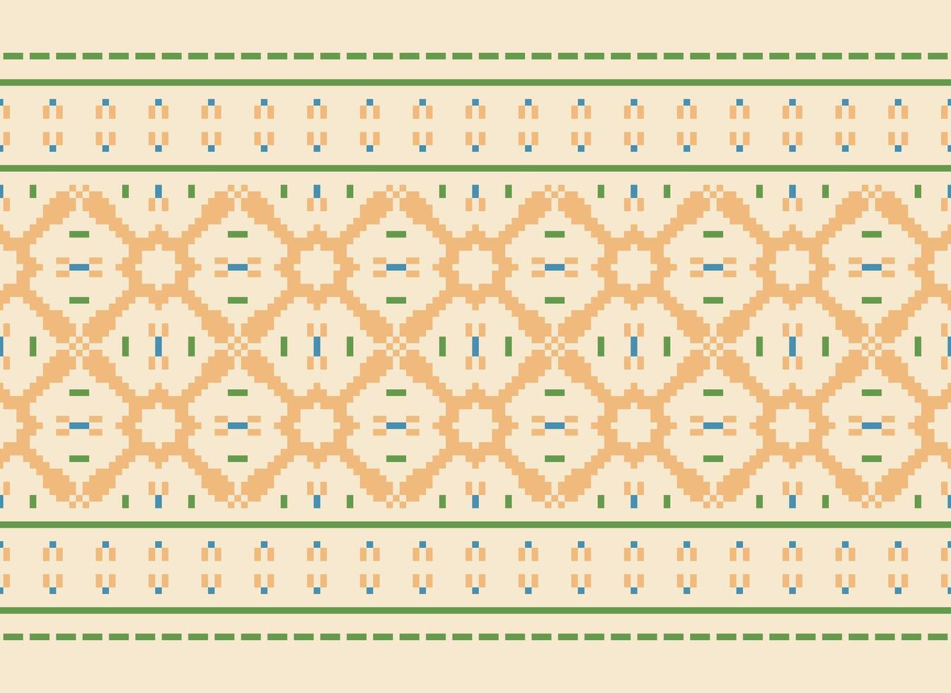 Kreuz Stich Grenze. Stickerei Kreuz Stich. ethnisch Muster. geometrisch ethnisch indisch Muster. einheimisch ethnisch Muster.Textur Textil- Stoff Kleidung Strickwaren drucken. Pixel horizontal nahtlos Vektor. vektor