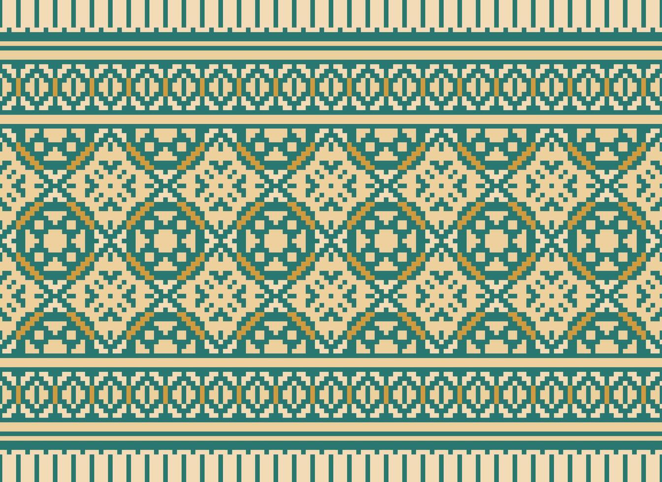 korsa sy. geometrisk etnisk mönster. design för saree, patola, sari, dupatta, vyshyvanka, rushnyk, dupatta, Kläder, tyg, batik, stickat, broderi, ikkat, pixel mönster. traditionell design. vektor