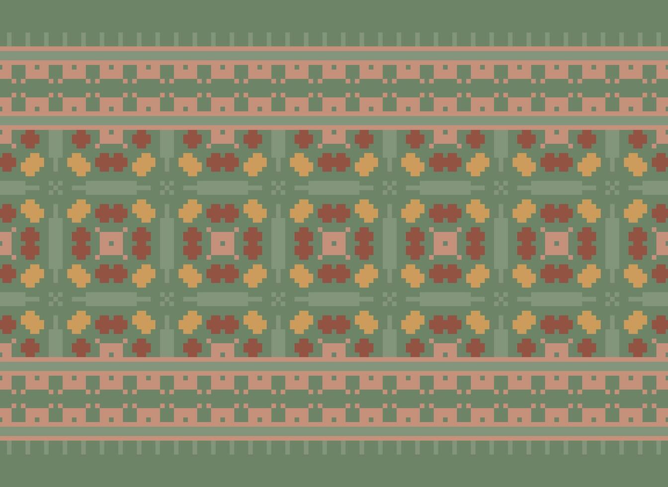 ethnisch geometrisch nahtlos Stoff Muster Kreuz Stich. Ikat Stickerei orientalisch Pixel Muster Sahne Hintergrund. abstrakt, vektor, illustration. Textur, Kreuz Stich, Schal, Dekoration, Motive, Tapete. vektor