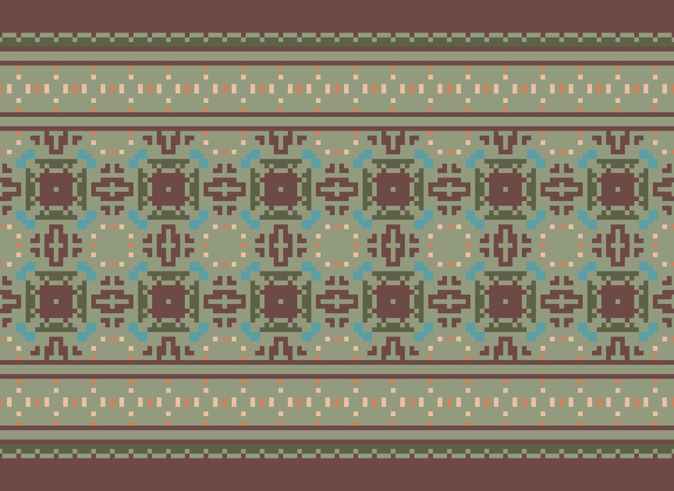 ethnisch geometrisch nahtlos Stoff Muster Kreuz Stich. Ikat Stickerei orientalisch Pixel Muster Sahne Hintergrund. abstrakt, vektor, illustration. Textur, Kreuz Stich, Schal, Dekoration, Motive, Tapete. vektor