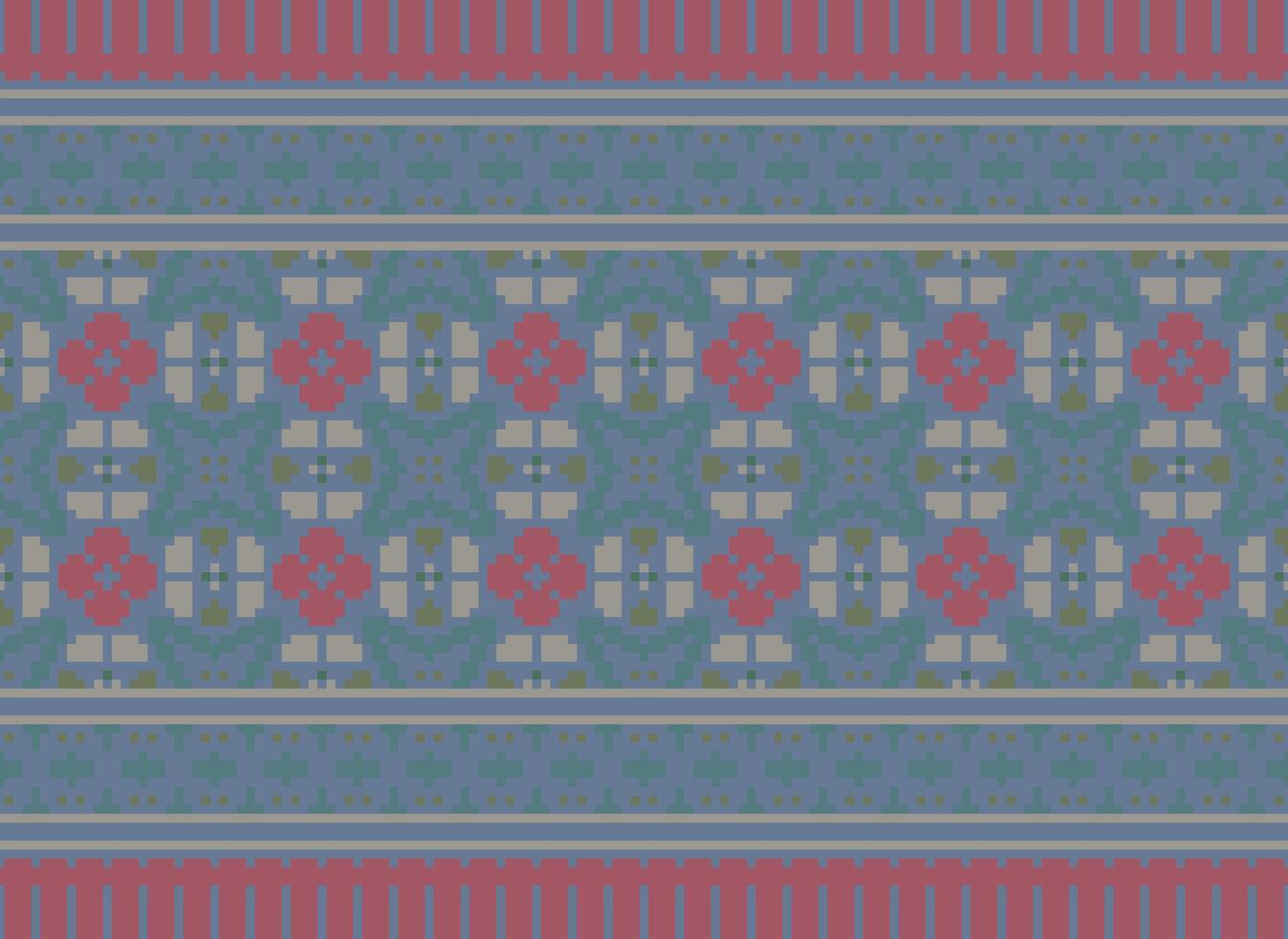 ethnisch geometrisch nahtlos Stoff Muster Kreuz Stich. Ikat Stickerei orientalisch Pixel Muster Sahne Hintergrund. abstrakt, vektor, illustration. Textur, Kreuz Stich, Schal, Dekoration, Motive, Tapete. vektor