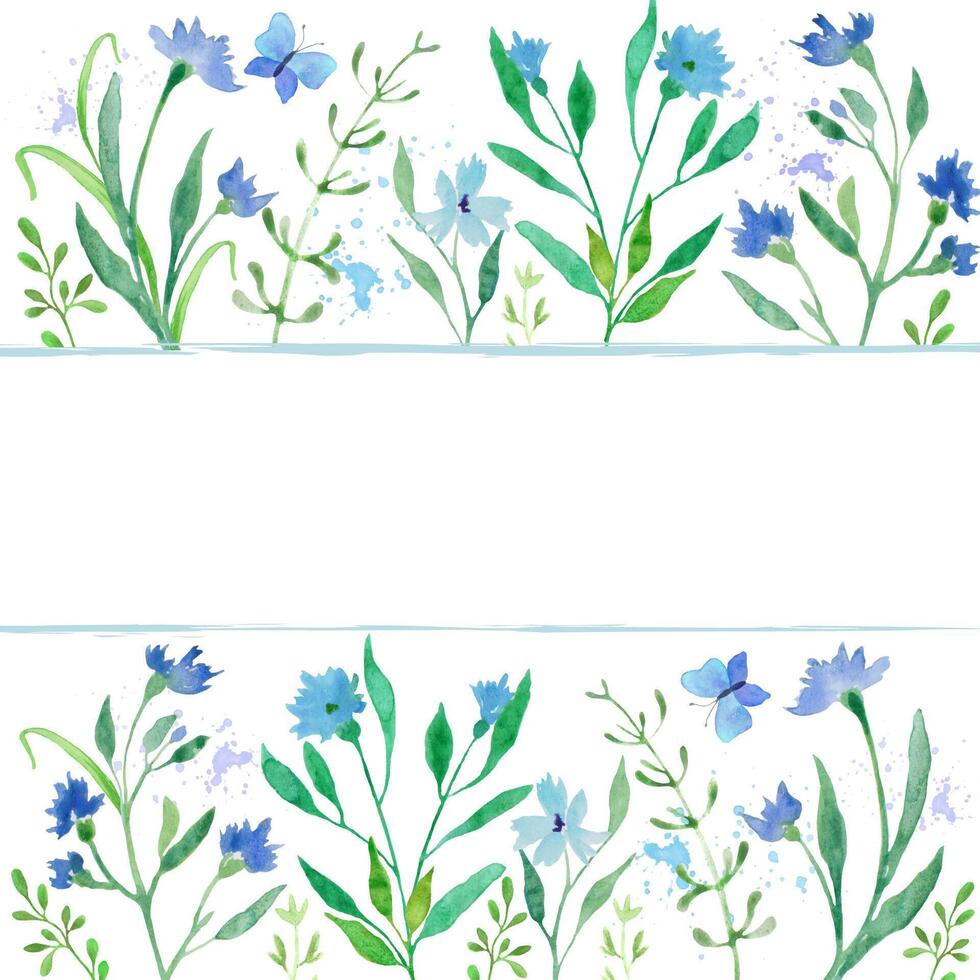 Aquarell Blumen- Karte. Hand gezeichnet Illustration. Vektor Folge.