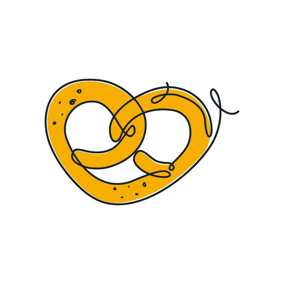 kontinuierlich Linie Brezel. frisch Gebäck, Bäckerei Symbol. einer Linie Kunst Brot. Deutsche oder österreichisch Snack. Vektor Illustration.