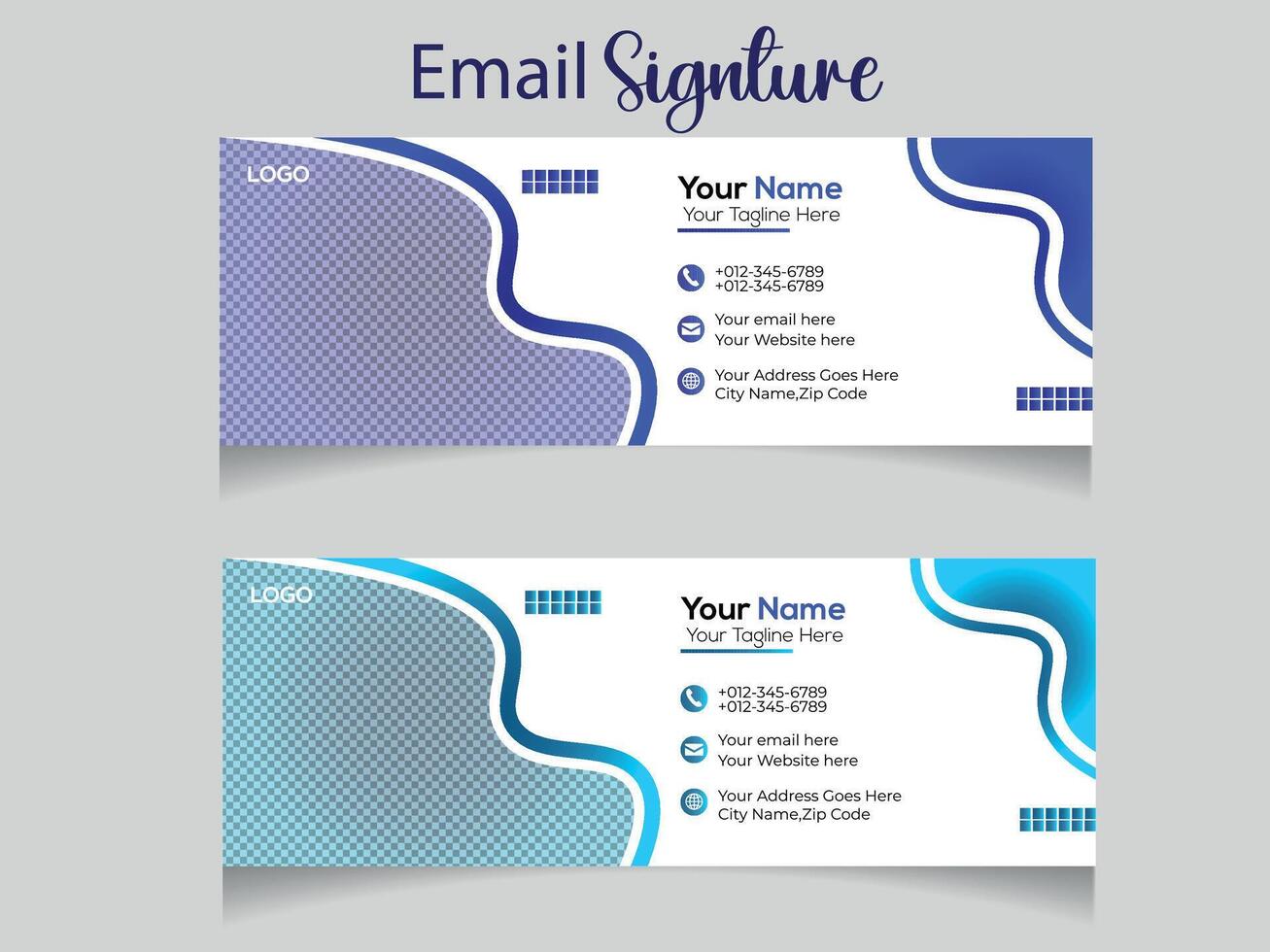 färgrik e-post signaturer mall vektor design. professionell e-post signatur mall modern och minimal layout.
