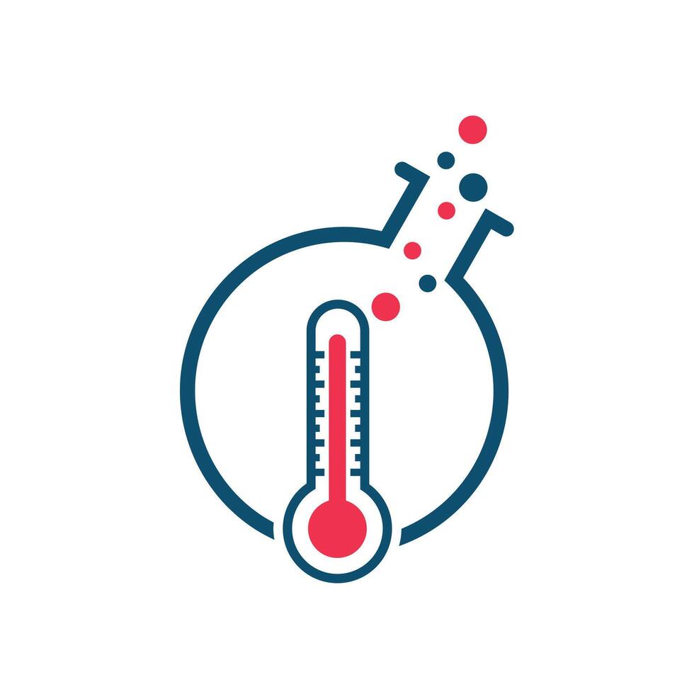 Thermometer und Labor Vektor Logo Vorlage Design.