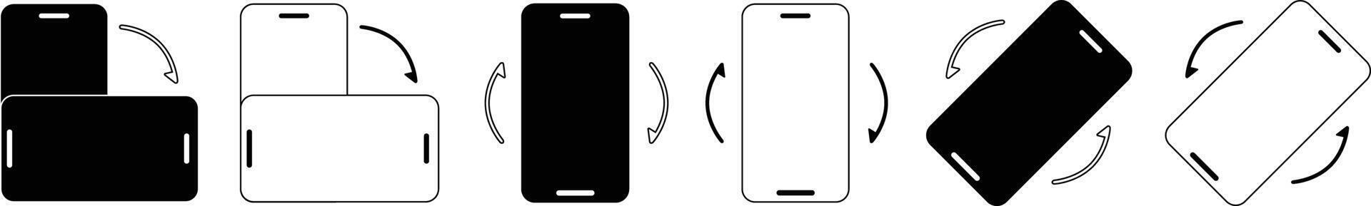 smartphone rotation vektor ikon uppsättning mobil rotation ikoner