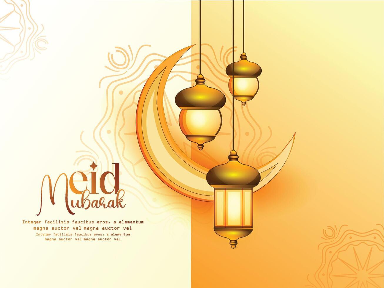 eid mubarak design bakgrund. vektorillustration för gratulationskort, affisch och banner. vektor