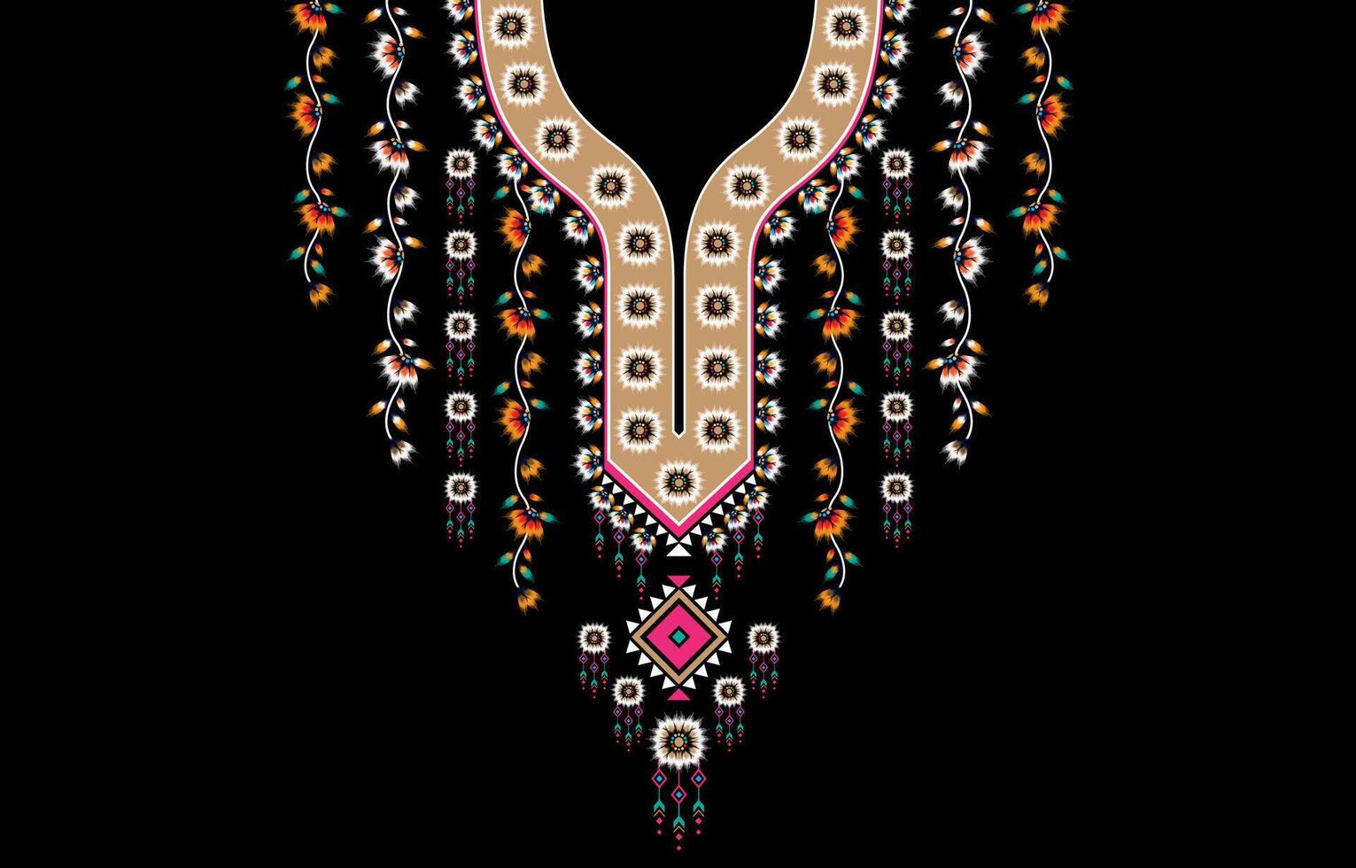 geometrisk etnisk orientalisk mönster traditionell . blommig halsband broderi design för mode kvinnor. bakgrund, tapeter, kläder och omslag. vektor