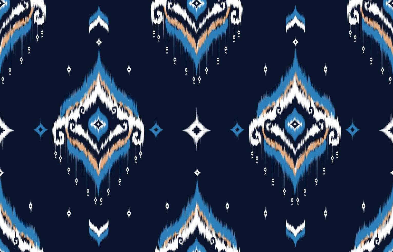 afrikanisch Ikat Paisley nahtlos Muster. geometrisch ethnisch orientalisch Muster traditionell auf Blau Hintergrund. aztekisch Stil abstrakt Vektor illustration.design zum Textur, Stoff, Kleidung, Verpackung, Teppich.