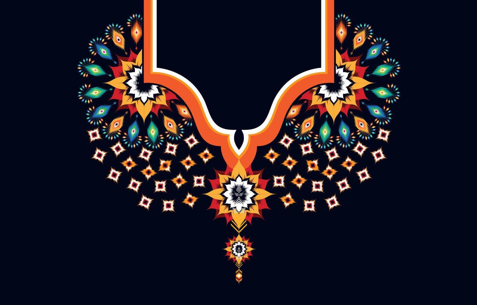 geometrisk etnisk orientalisk mönster traditionell . blommig halsband broderi design för mode kvinnor. bakgrund, tapeter, kläder och omslag. vektor
