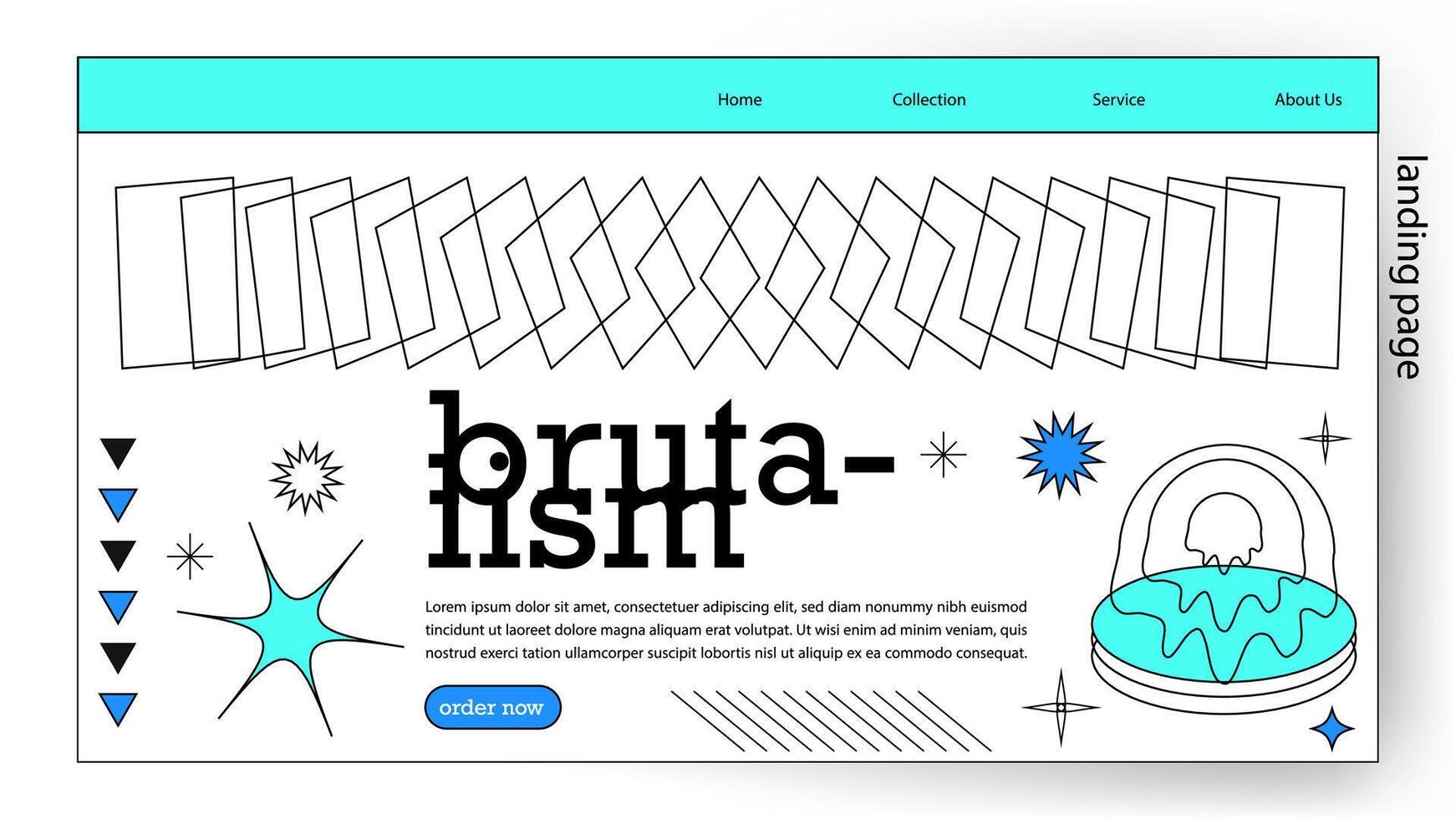 bakgrund abstrakt landning sida design stil brutalism. vektor illustration. design en kreativ grafisk baner för en webb Ansökan.