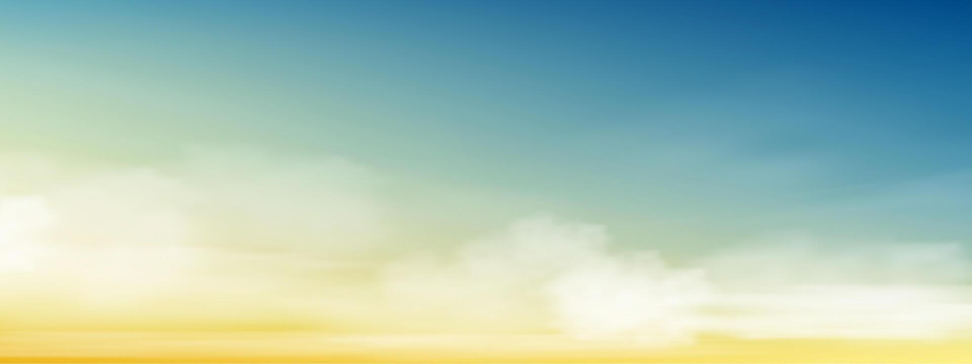 himmel blå med moln bakgrund, vacker landskap naturskön soluppgång himmel i de morgon- vår, sommar Sol gryning över strand, vektor tecknad serie natur solnedgång på vinter-