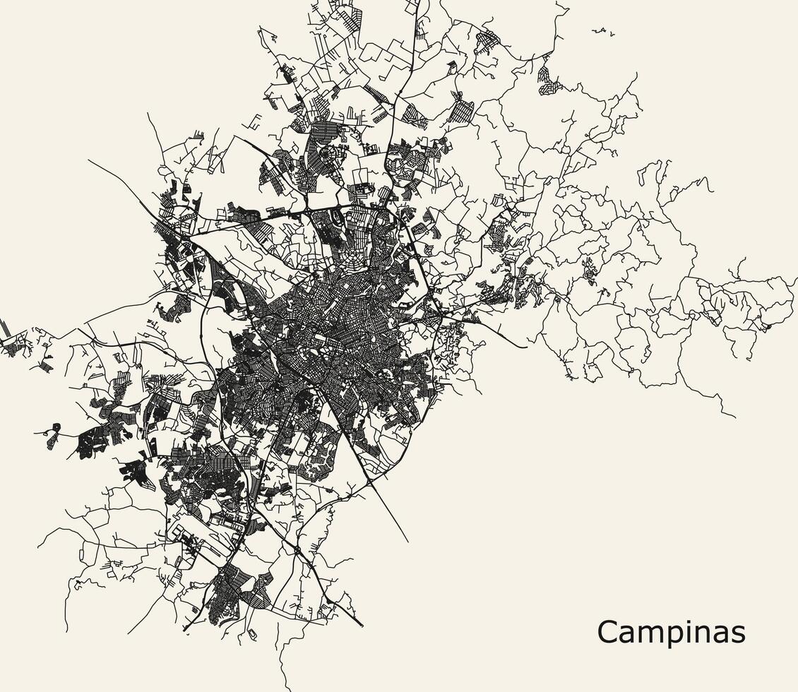 stad väg Karta av campinas, stat av sao paulo, Brasilien vektor