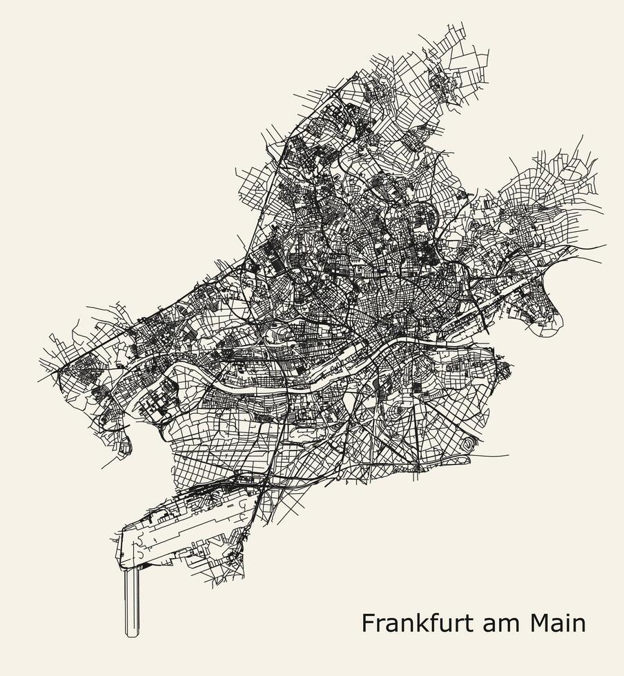 vektor stad väg Karta av frankfurt, Tyskland